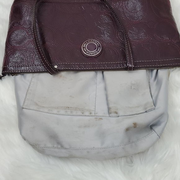 Coach patent leather signature shoulder purse bag cherry color - Picture 12 of 15